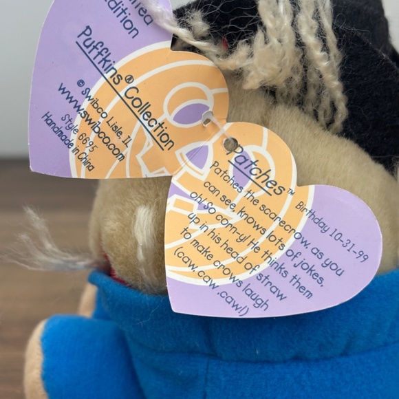 NWT Vintage Puffkins PATCHES Scarecrow 1994 Beanie Plush Stuffed Animal NEW - Picture 8 of 9